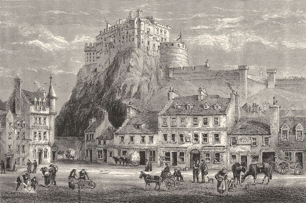 SCOTLAND. Castle and Grassmarket, Edinburgh c1886 old antique print picture